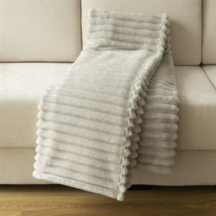 Manta sofá grande terciopelo gris 140 x 200