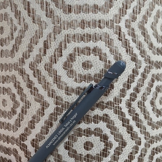 Tela jacquard dibujos geométricos color visón - 2