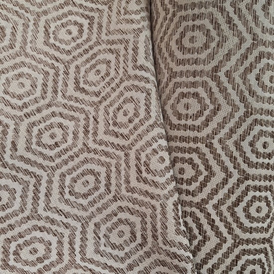 Tela jacquard dibujos geométricos color visón - 4
