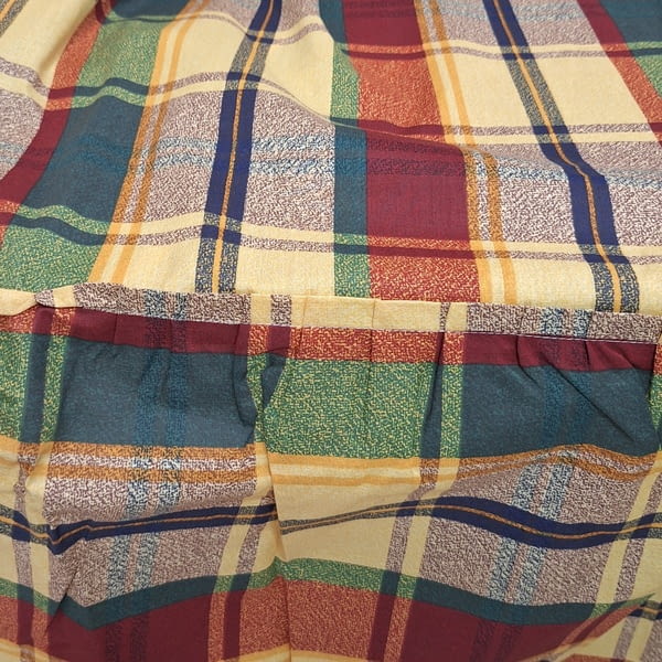 Colcha de verano cuadros teja, amarillos y verde. Cama 80 - 1