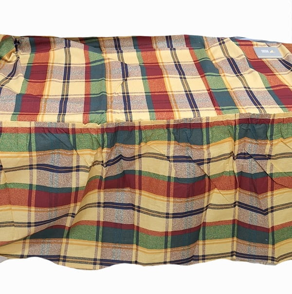 Colcha de verano cuadros teja, amarillos y verde. Cama 80 - 2