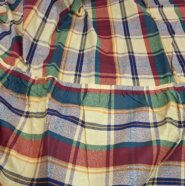 Colcha de verano cuadros teja, amarillos y verde. Cama 80 - 2