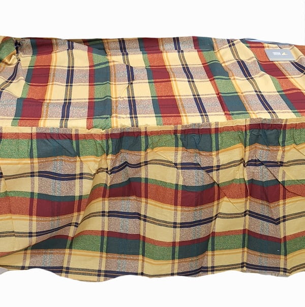 Colcha de verano cuadros teja, amarillos y verde. Cama 80 - 3