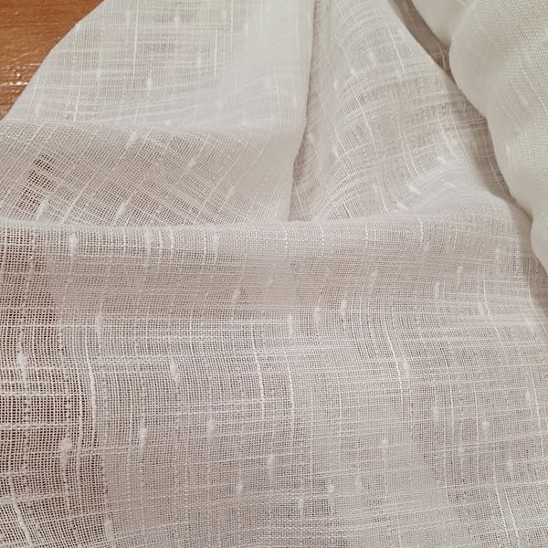 Tela visillo blanco rústico nudos - 5