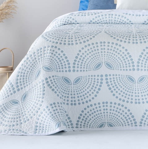 Colcha Lorba de verano dibujos geométricos azul cama 135 - 1