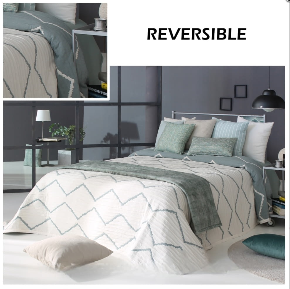 Colcha zig zag verde cama 135