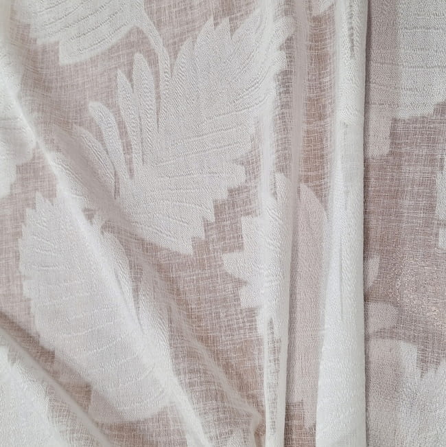 Retal visillo blanco hojas grandes 115 x 300 - 2