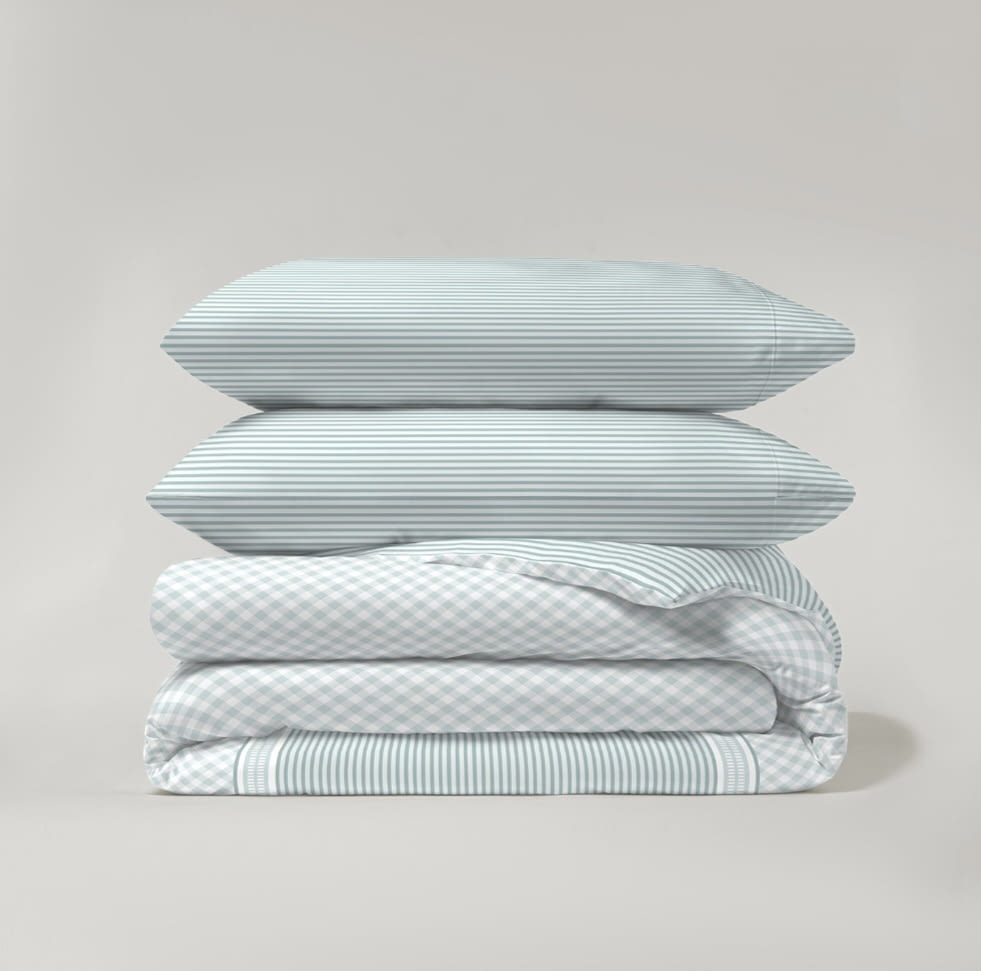 Juego funda nórdica reversible de cuadritos verdes