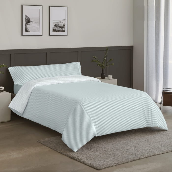 Juego funda nórdica reversible de cuadritos verdes - 3