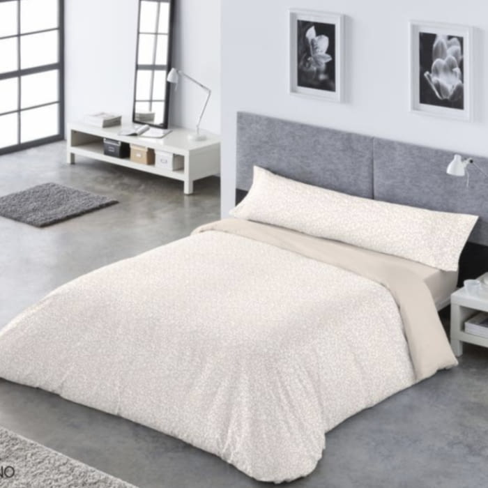 Juego de Funda nórdica beige lino huellas