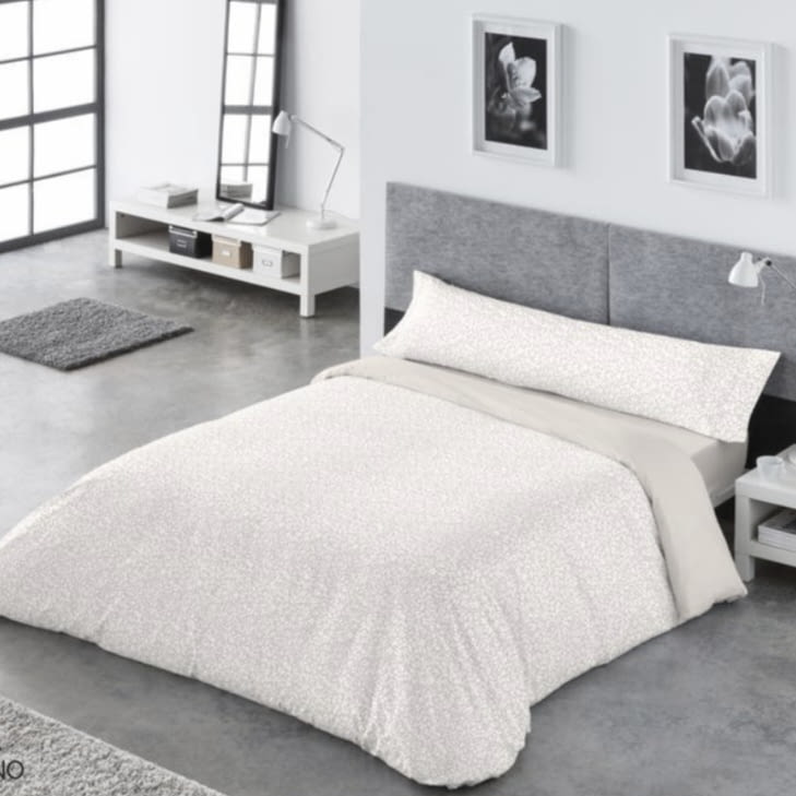 Juego de Funda nórdica beige lino huellas