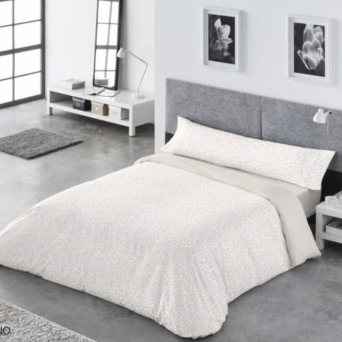 Juego de Funda nórdica beige lino huellas