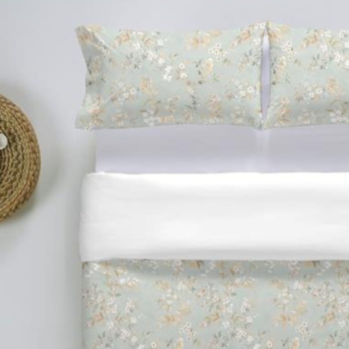 Fundas nórdicas percal florecitas verde agua. Cama 135, 150, 180 - 2