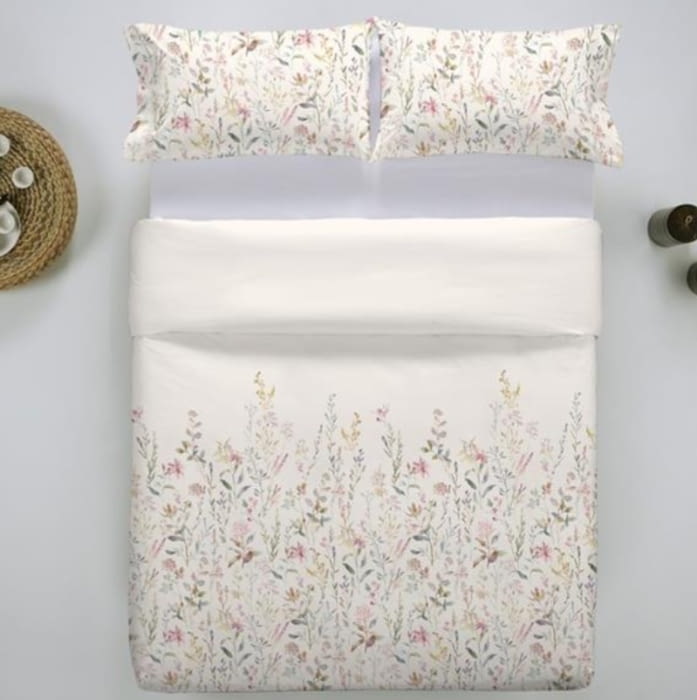 Fundas nórdicas percal beige florecitas. Cama 135, 180 - 1