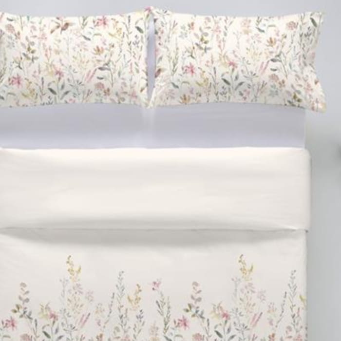 Fundas nórdicas percal beige florecitas. Cama 135, 180 - 2