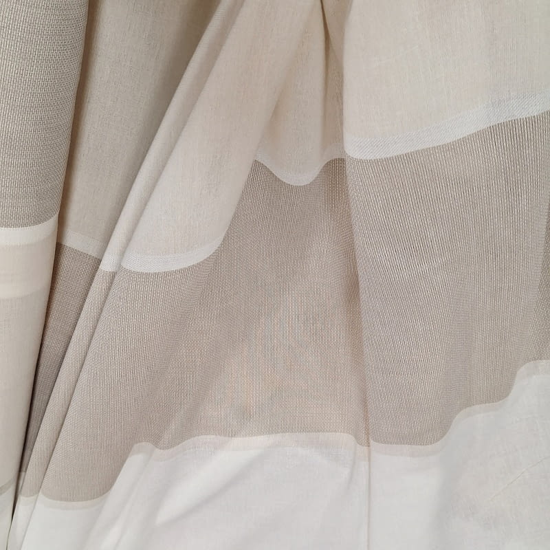 Tela visillo franjas blancas, beige y tostado