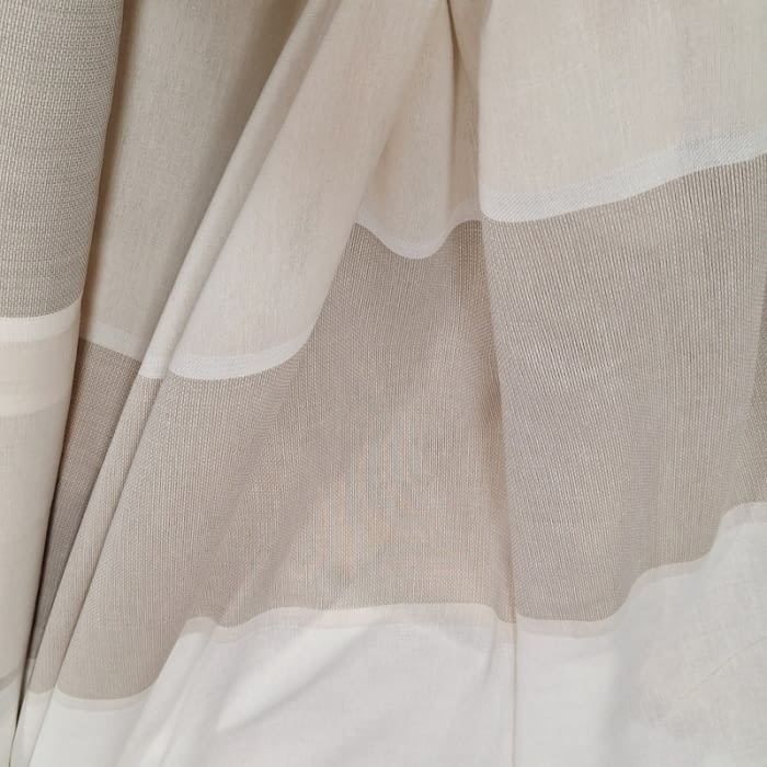 Tela visillo franjas blancas, beige y tostado