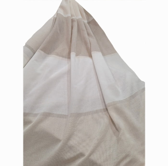 Tela visillo franjas blancas, beige y tostado - 4