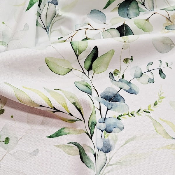 Tela por metros blanca hojas verdes 300 - 1