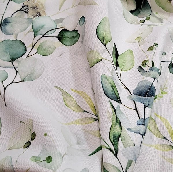Tela por metros blanca hojas verdes 300 - 3