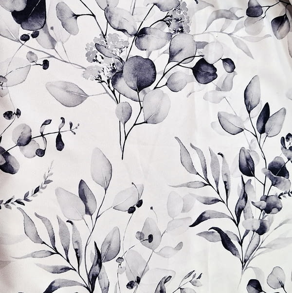 Tela por metros blanca hojas grises 300