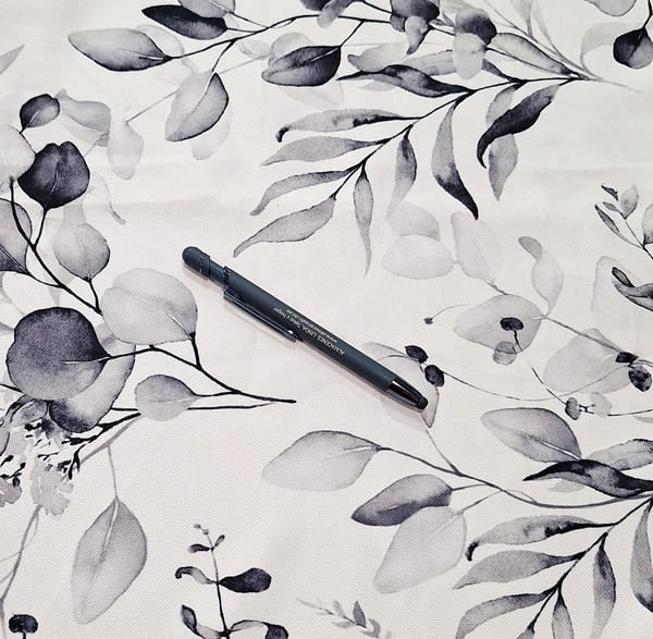 Tela por metros blanca hojas grises 300 - 1