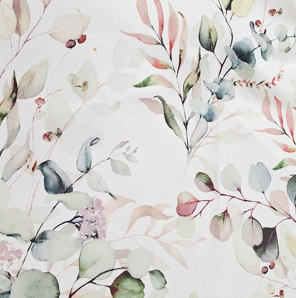 Tela por metros blanca hojas rosas 300 - 2