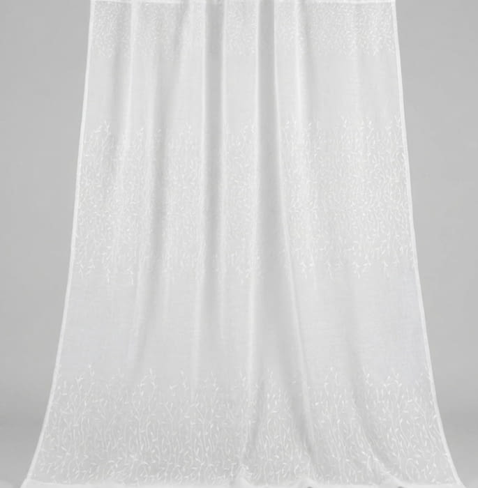 Tela visillo franjas hojitas bordadas - 4