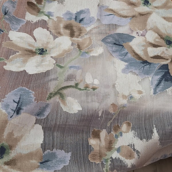 Tela visillo organza con flores azules - 3