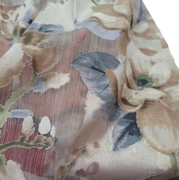 Tela visillo organza con flores azules - 4