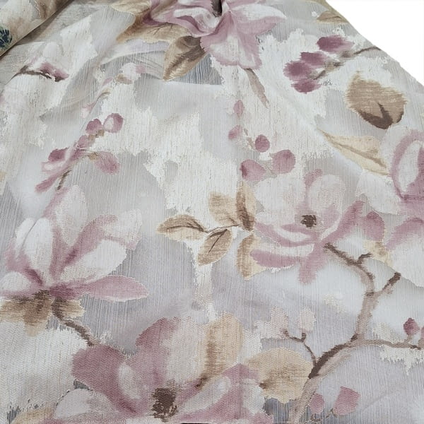 Tela visillo organza con flores malvas - 2