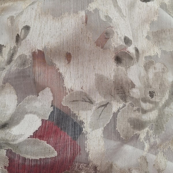 Tela visillo organza con flores grises - 2