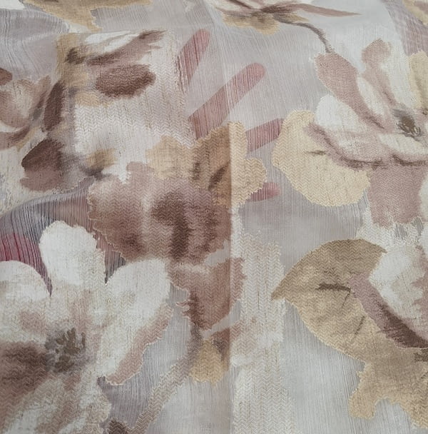 Tela visillo organza con flores marrones - 1