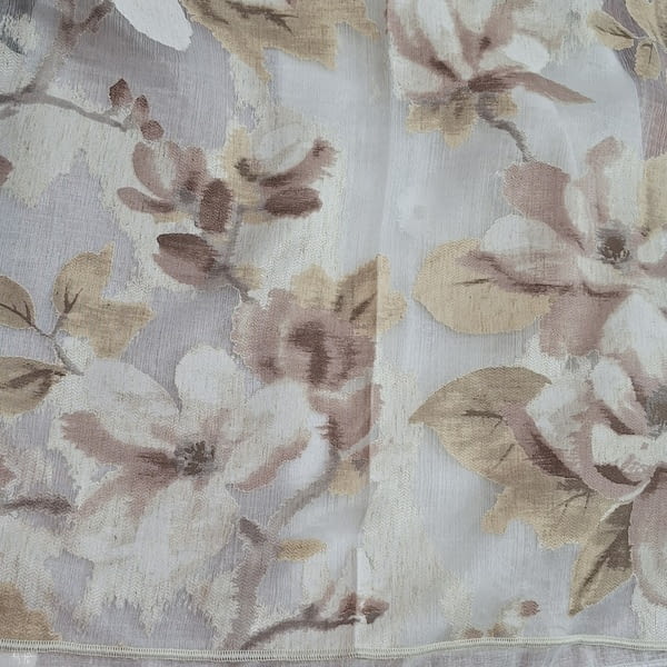Tela visillo organza con flores marrones - 2