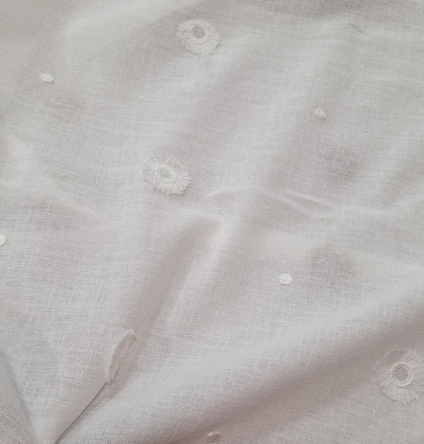 Tela visillo blanco bordado pompones - 2