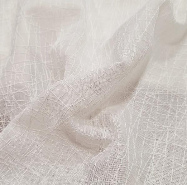 Tela visillo trazos bordados blanco - 1