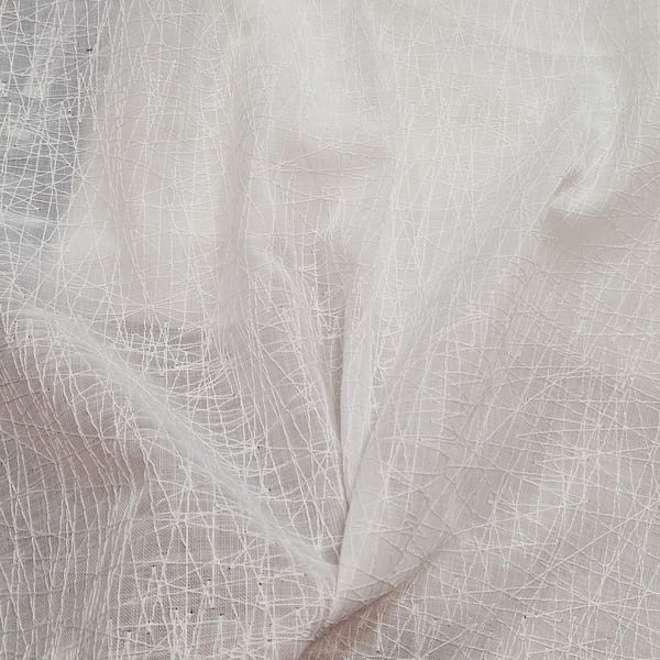 Tela visillo trazos bordados blanco - 3