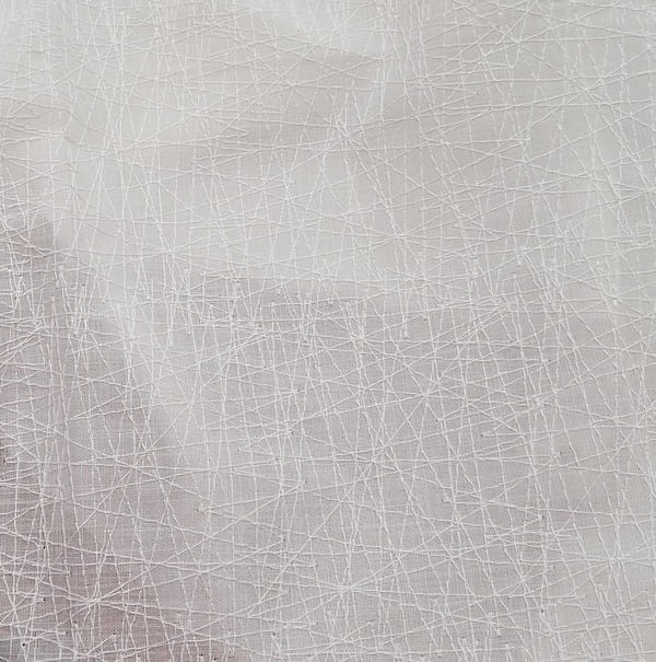 Tela visillo trazos bordados blanco - 4