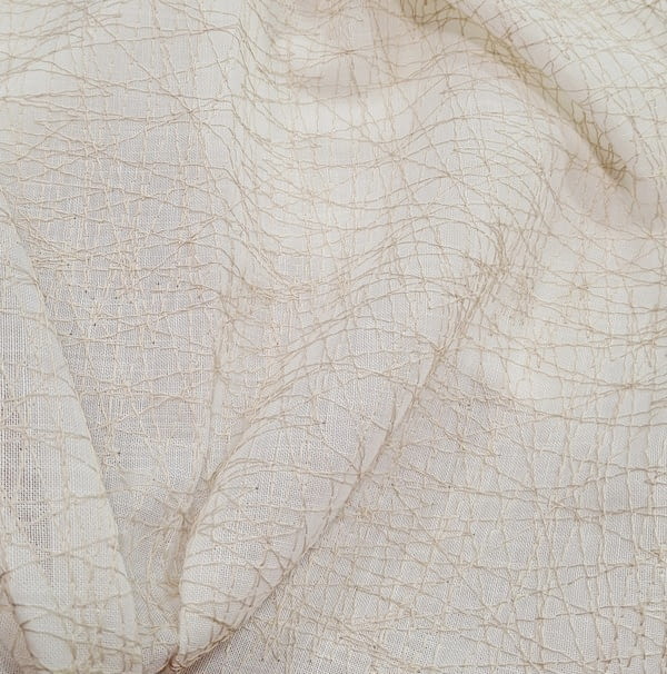 Tela visillo trazos bordados beige