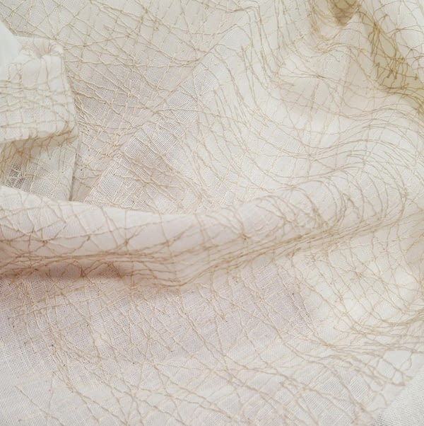 Tela visillo trazos bordados beige - 1