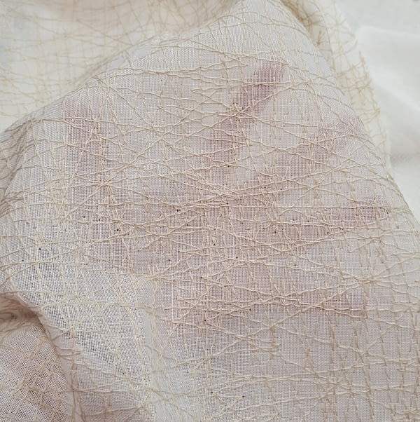 Tela visillo trazos bordados beige - 2