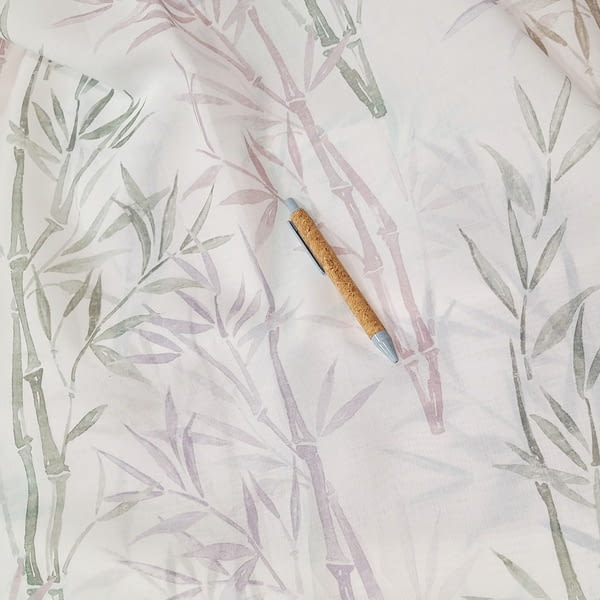 Tela visillo bambú malva y verde