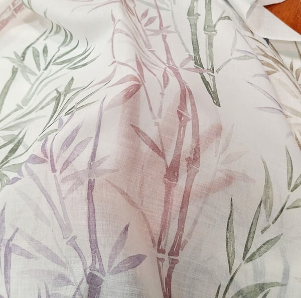 Tela visillo bambú malva y verde - 1