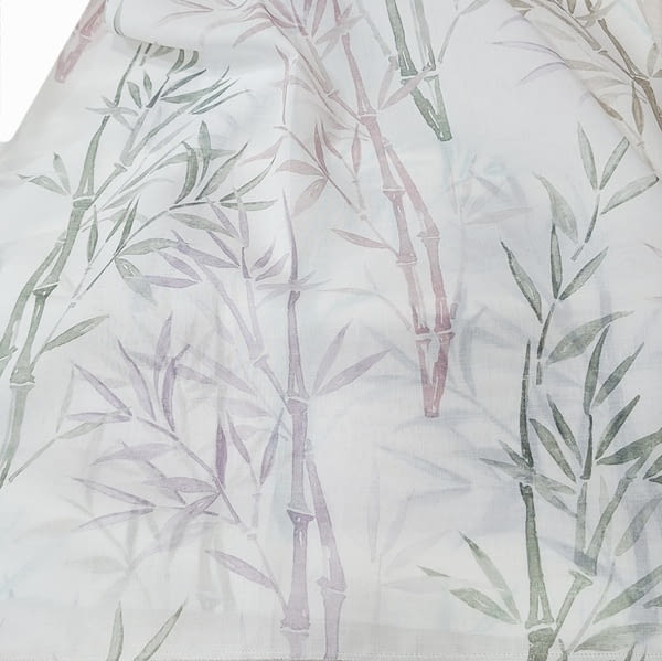 Tela visillo bambú malva y verde - 2