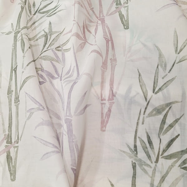 Tela visillo bambú malva y verde - 3