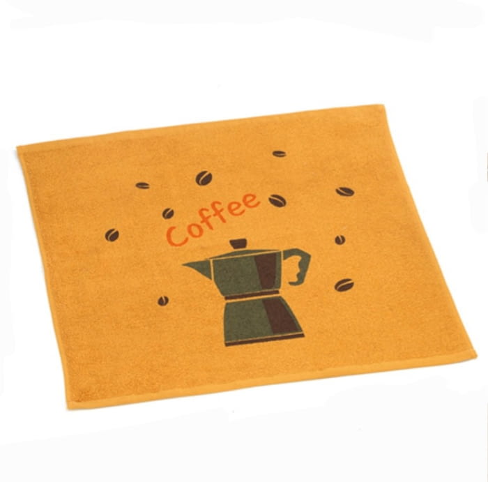 Paño de cocina amarillo cafetera