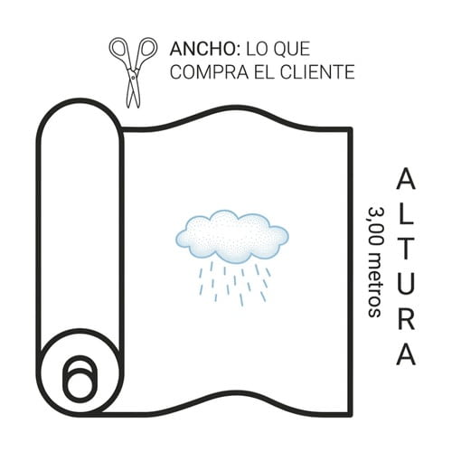 Tela visillo blanco hojas azuladas - 7