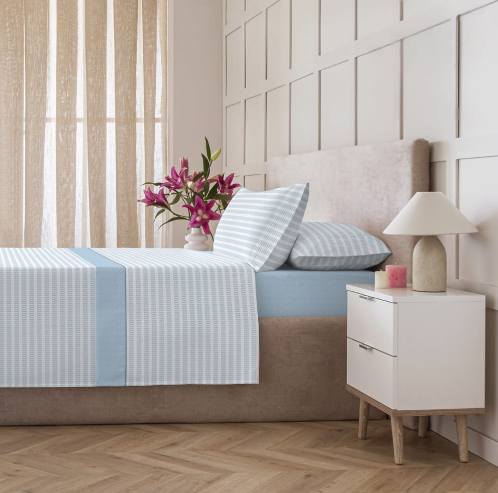 Sábanas Coralina espiga azul