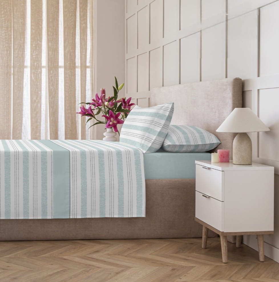 Sábanas Coralina rayas verdes