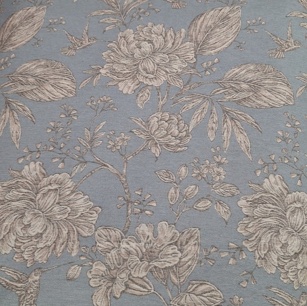 Tela jacquard azul con flores